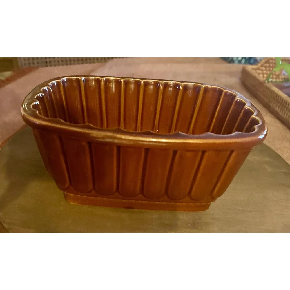 Vintage Williams Sonoma Autumn Harvest Loaf Pan Brown Glazed Ceramic